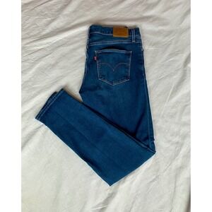 Levi Strauss 311 Shaping Skinny Jeans Womens Size 27 Blue Distressed Knee